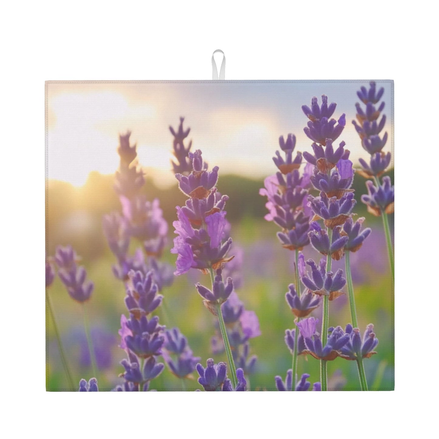 Lavender Field Kitchen Towel with Hanging Loop – Multi-Purpose Absorbent & Quick-Dry Cloth (16x24 inches)