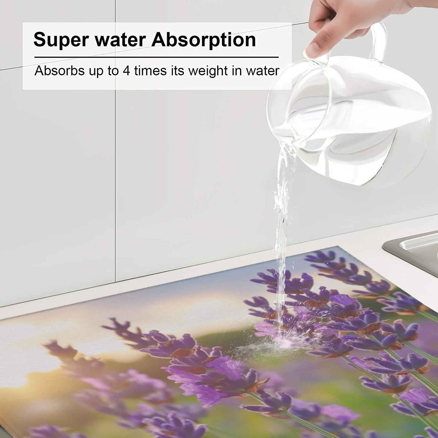 Lavender Field Kitchen Towel with Hanging Loop – Multi-Purpose Absorbent & Quick-Dry Cloth (16x24 inches)