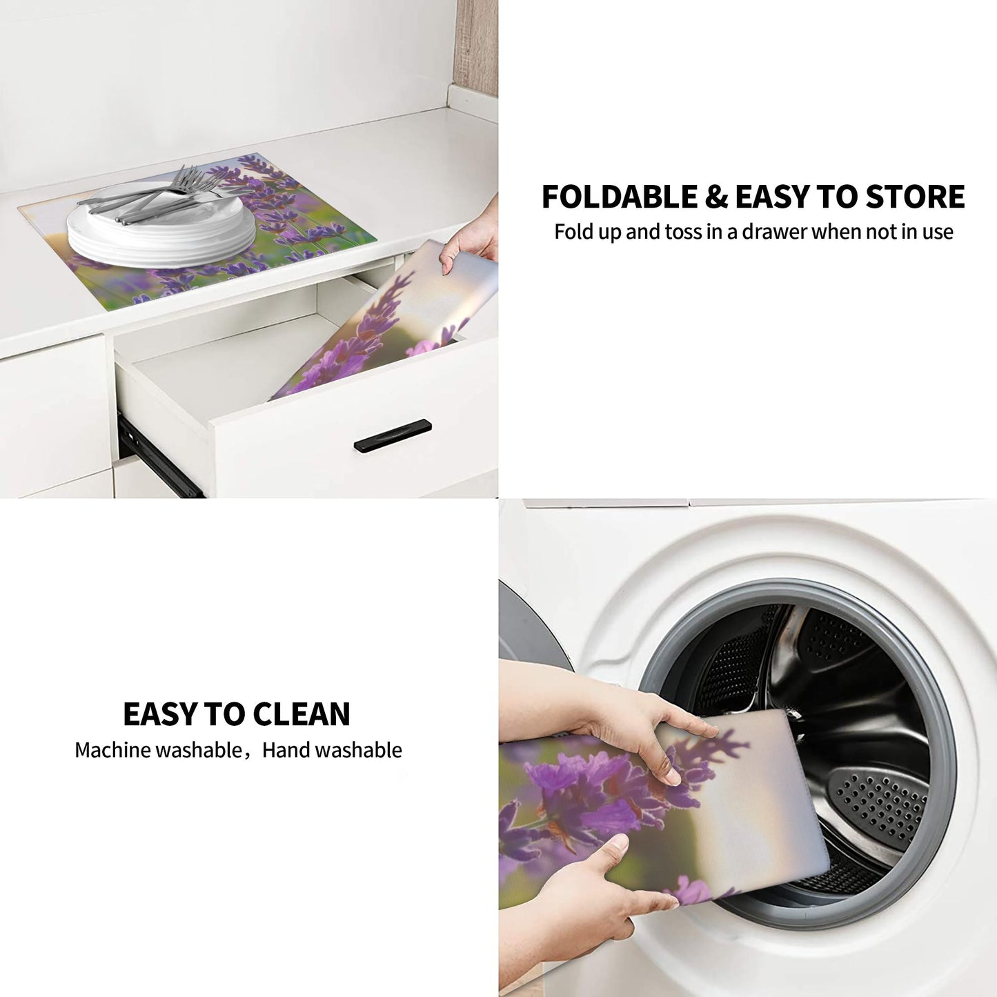 Lavender Field Kitchen Towel with Hanging Loop – Multi-Purpose Absorbent & Quick-Dry Cloth (16x24 inches)