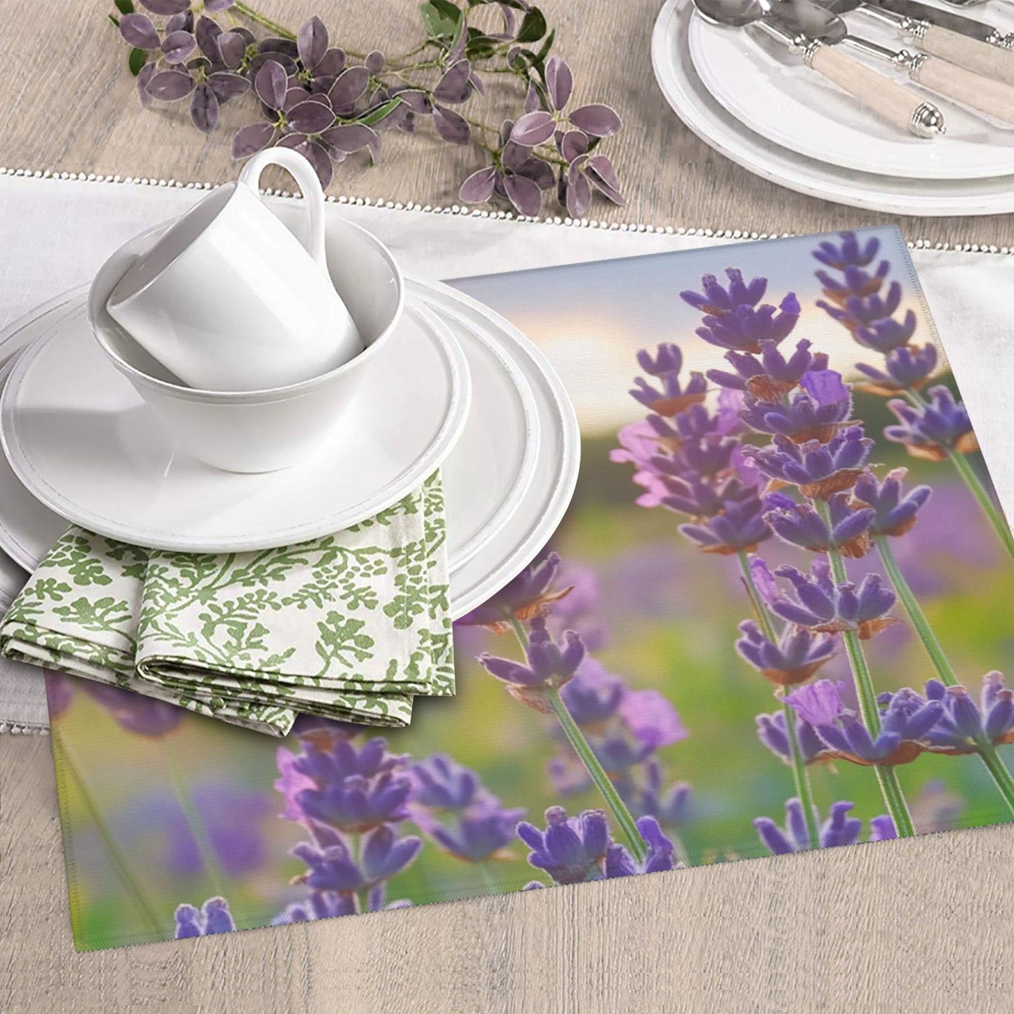 Lavender Field Kitchen Towel with Hanging Loop – Multi-Purpose Absorbent & Quick-Dry Cloth (16x24 inches)