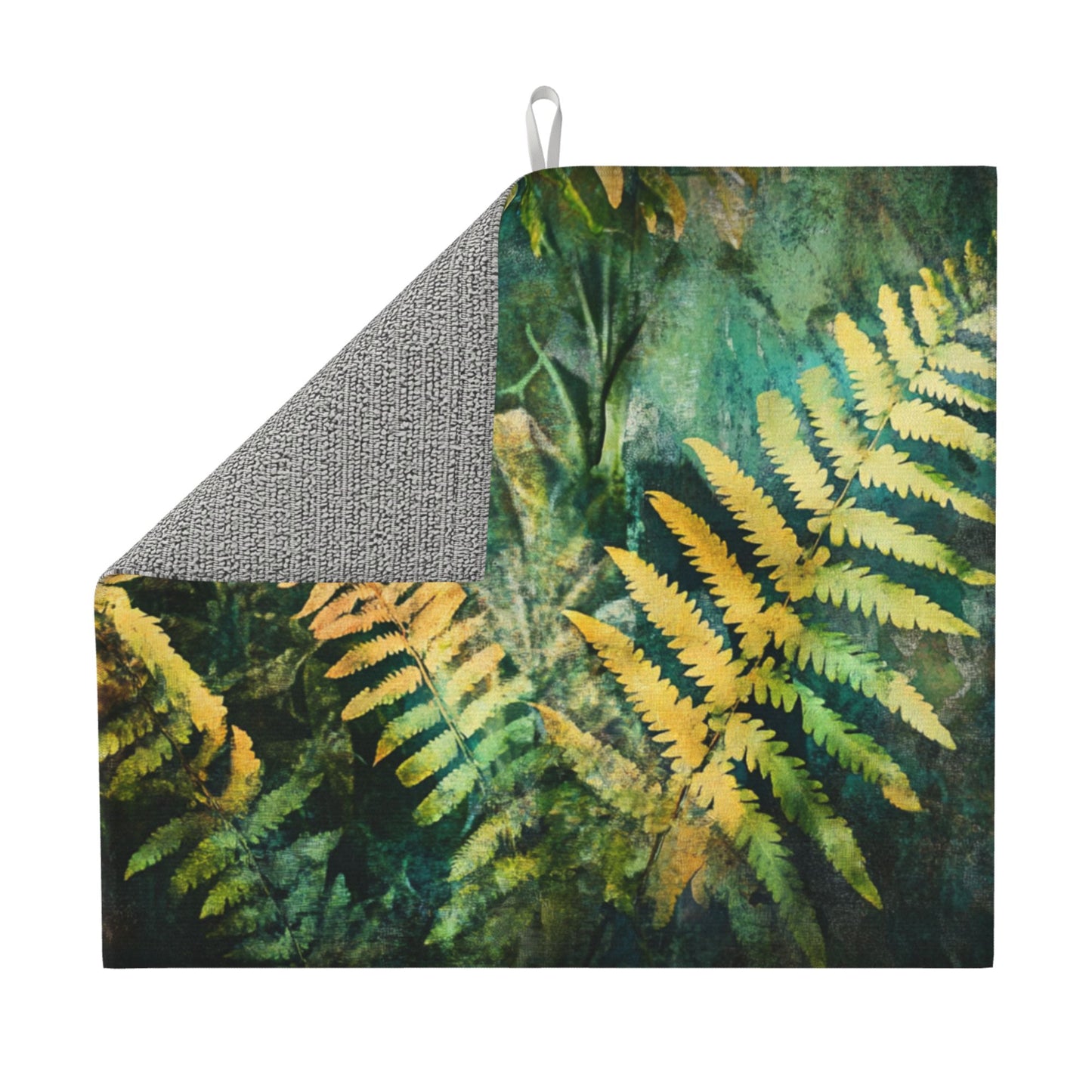 Forest Fern Print Kitchen Towel – Multi-Use Decorative Wall Cloth with Hanging Loop – Quick-Dry Microfiber (16x24 inches)