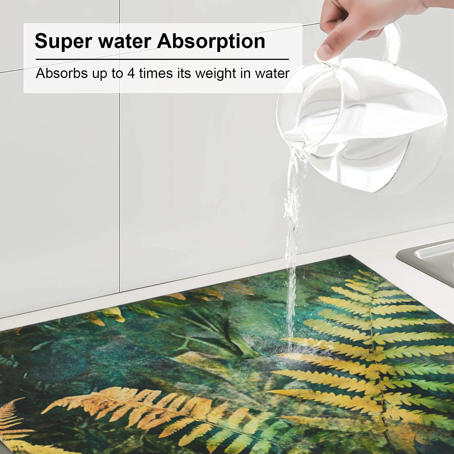 Forest Fern Print Kitchen Towel – Multi-Use Decorative Wall Cloth with Hanging Loop – Quick-Dry Microfiber (16x24 inches)