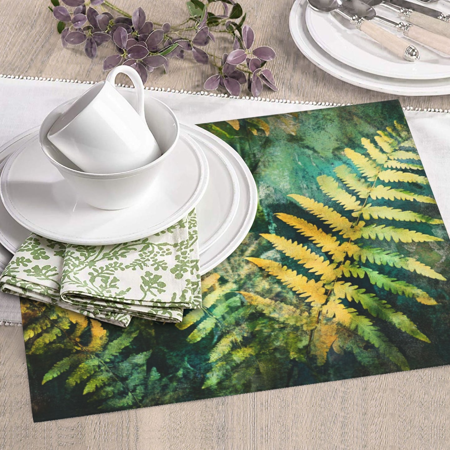 Forest Fern Print Kitchen Towel – Multi-Use Decorative Wall Cloth with Hanging Loop – Quick-Dry Microfiber (16x24 inches)