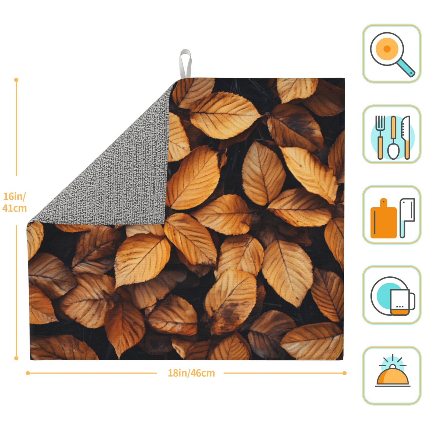 Autumn Leaves Kitchen Towel – Microfiber Hanging Cloth for Drying & Wall Décor – Quick-Dry with Loop (16x24 inches)