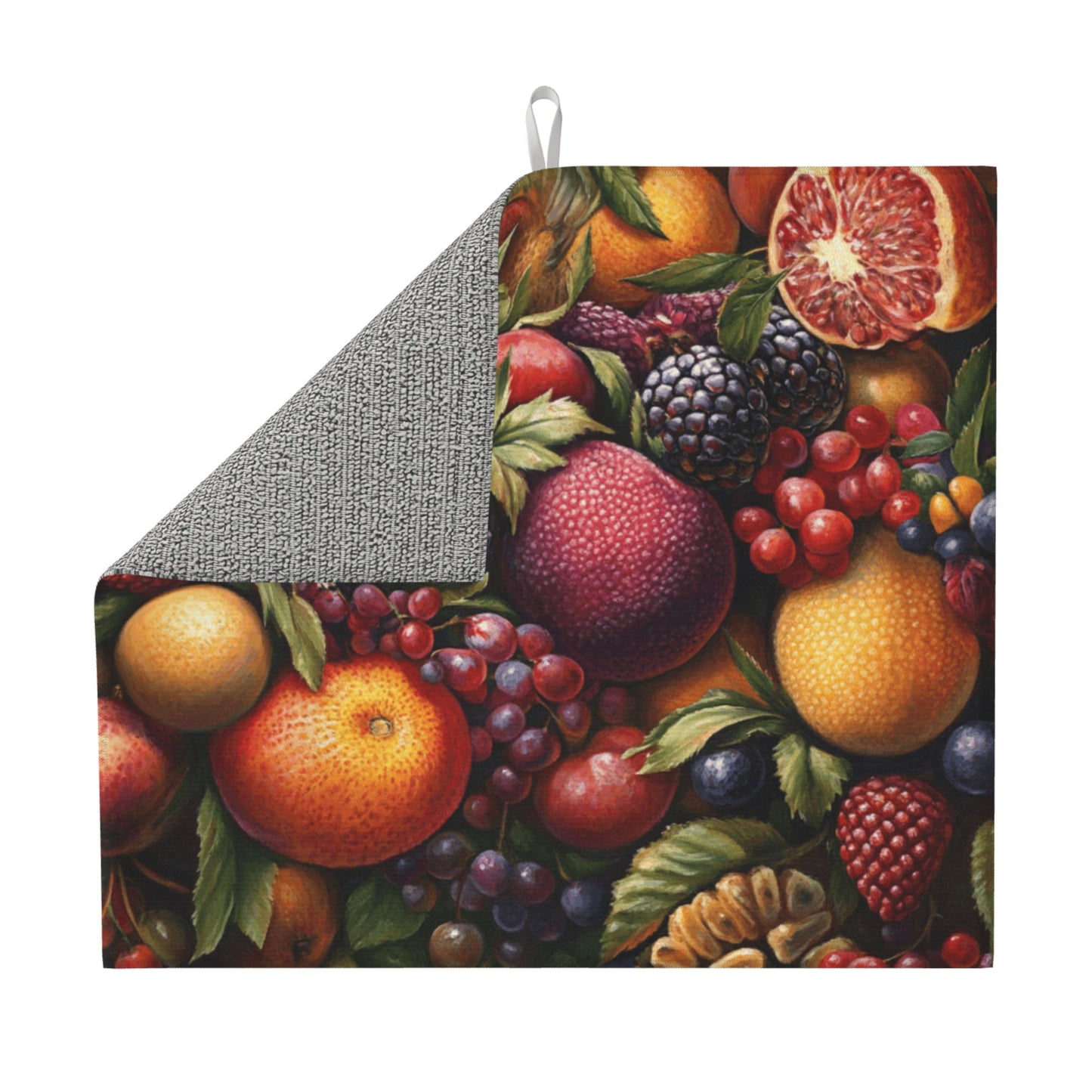 Colorful Fruit Print Kitchen Towel – Multi-Purpose Microfiber Wall Hanging or Drying Cloth (16x24 inches)