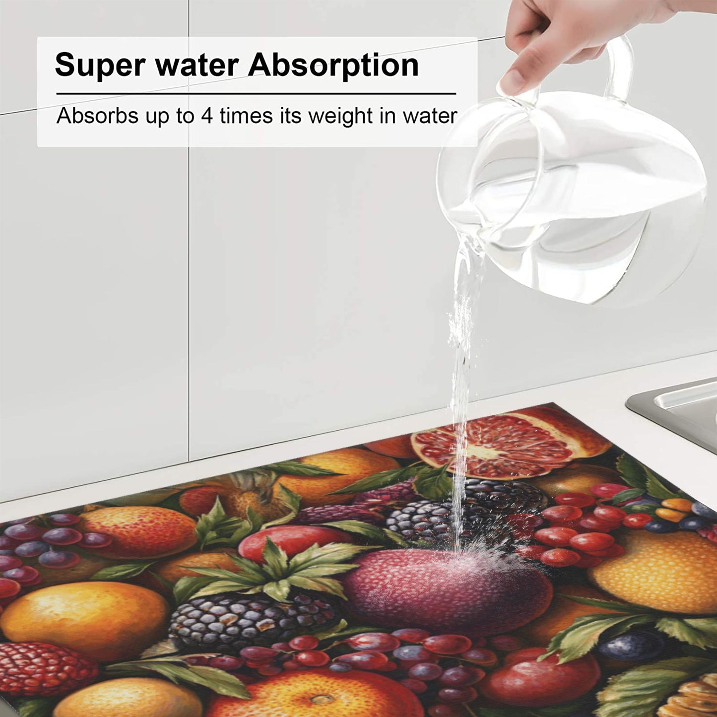 Colorful Fruit Print Kitchen Towel – Multi-Purpose Microfiber Wall Hanging or Drying Cloth (16x24 inches)