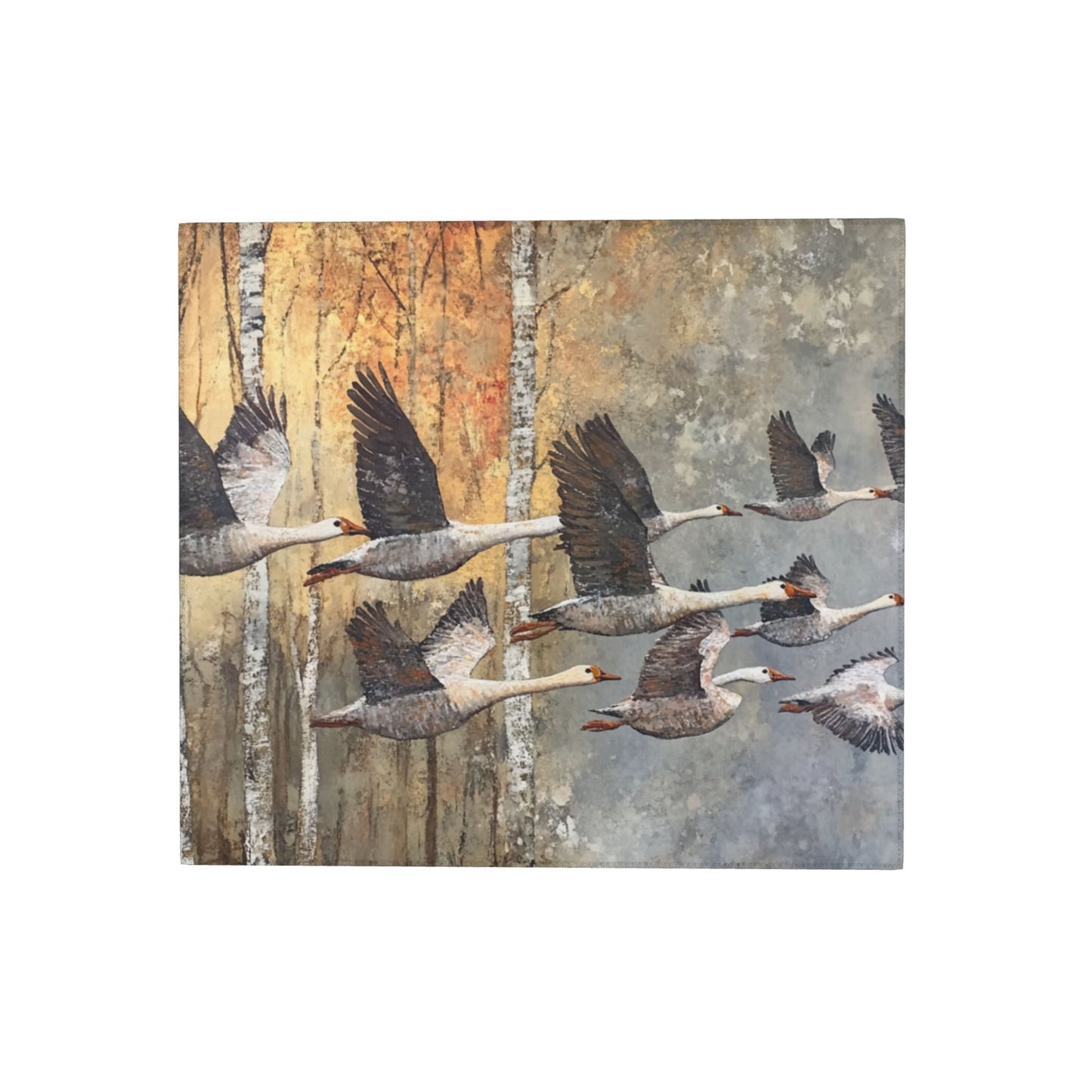Flying Geese Forest Print Kitchen Towel – Multi-Use Microfiber Hanging Cloth for Wall Art or Drying (16x24 inches)