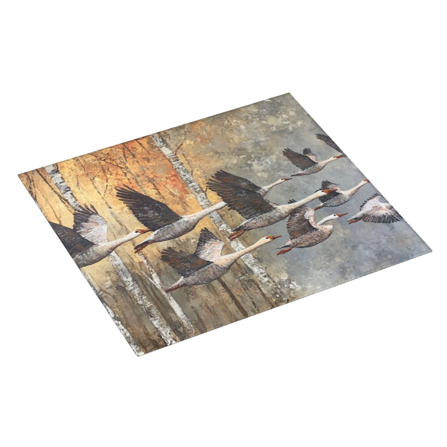 Flying Geese Forest Print Kitchen Towel – Multi-Use Microfiber Hanging Cloth for Wall Art or Drying (16x24 inches)