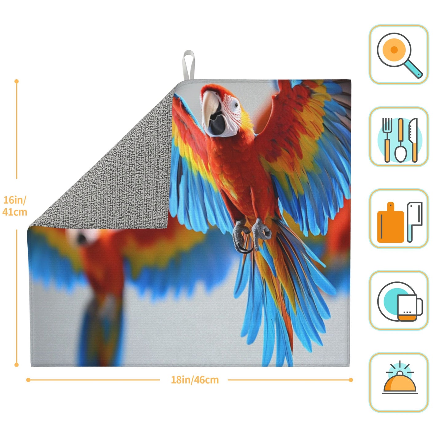 Tropical Parrot Print Kitchen Towel – Multi-Purpose Microfiber Hanging Cloth for Wall Art or Drying (16x24 inches)