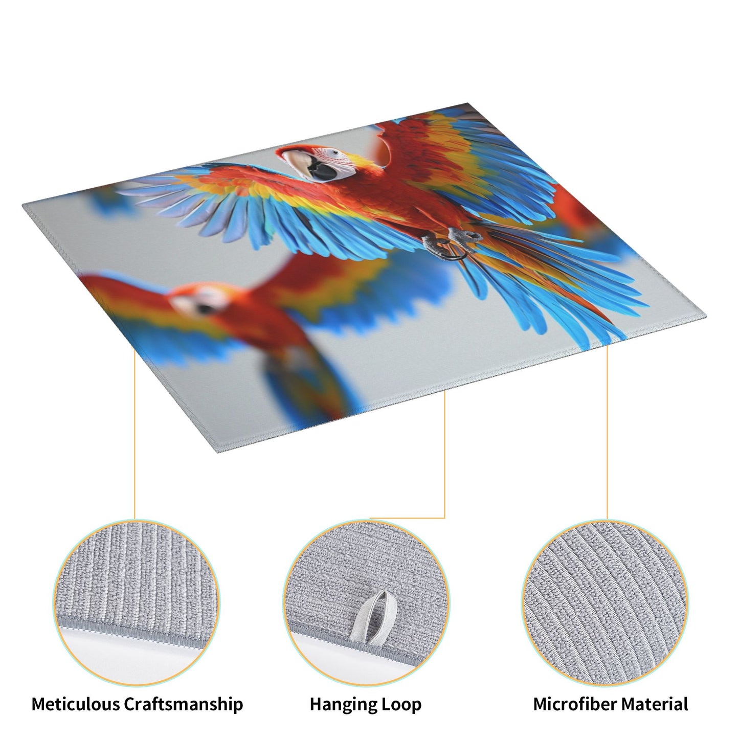 Tropical Parrot Print Kitchen Towel – Multi-Purpose Microfiber Hanging Cloth for Wall Art or Drying (16x24 inches)