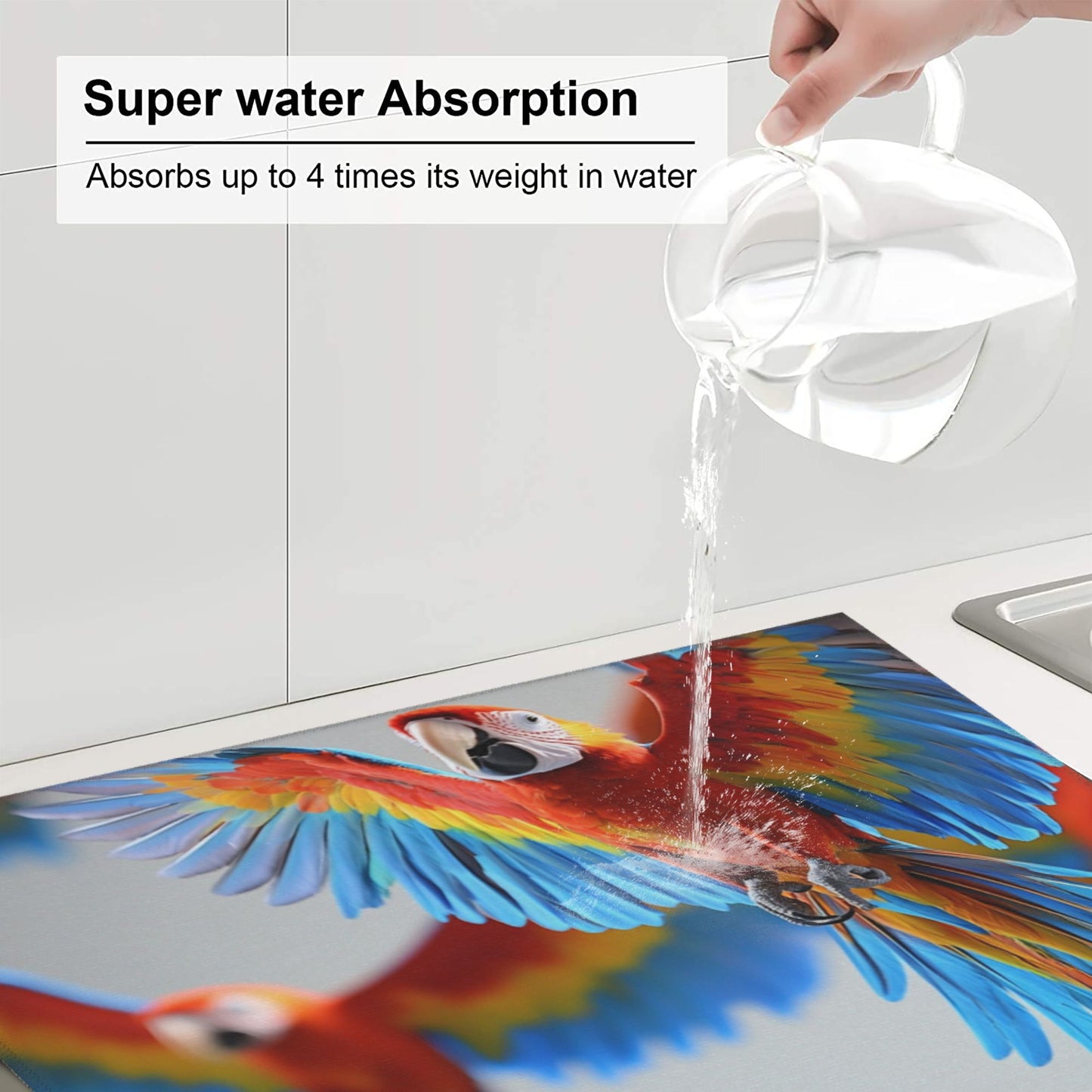 Tropical Parrot Print Kitchen Towel – Multi-Purpose Microfiber Hanging Cloth for Wall Art or Drying (16x24 inches)