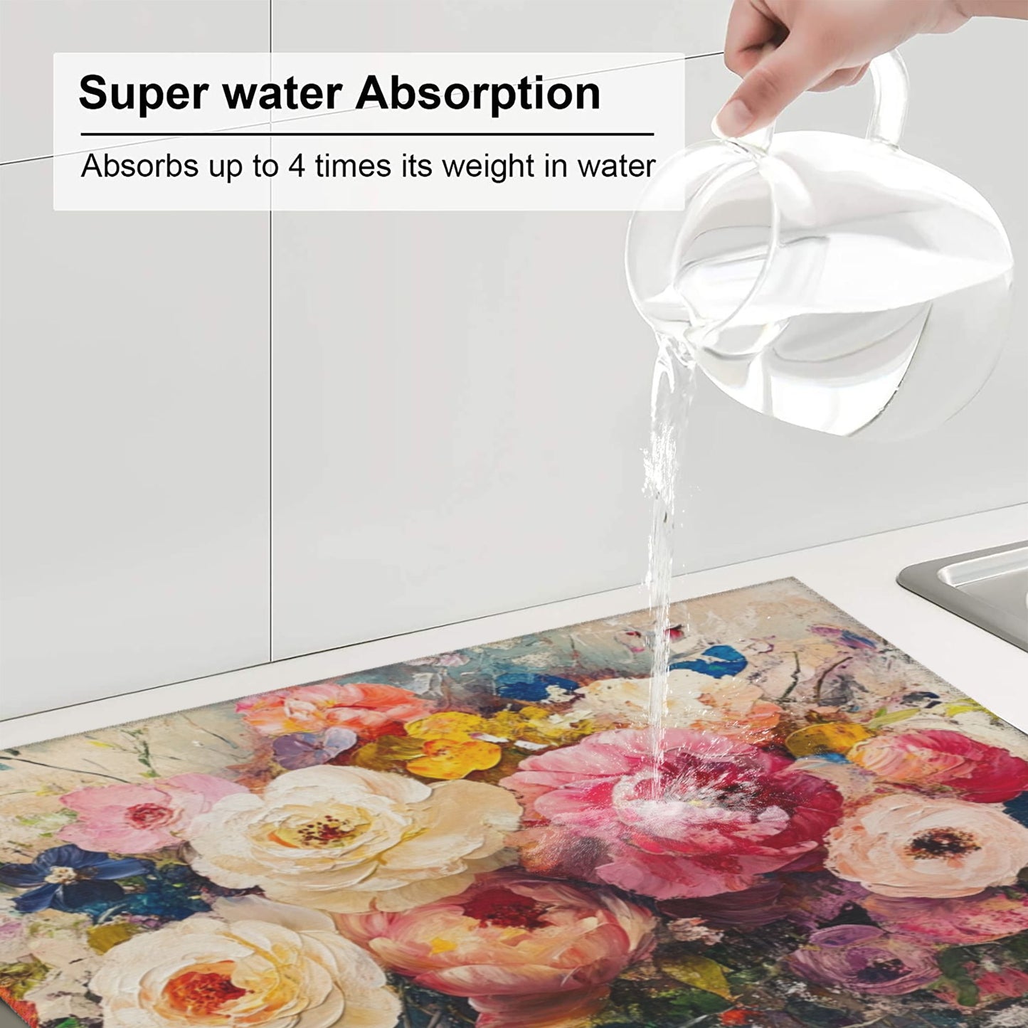 Floral Oil Painting Style Kitchen Towel – Artistic Microfiber Hanging Cloth for Wall Décor or Drying (16x24 inches)