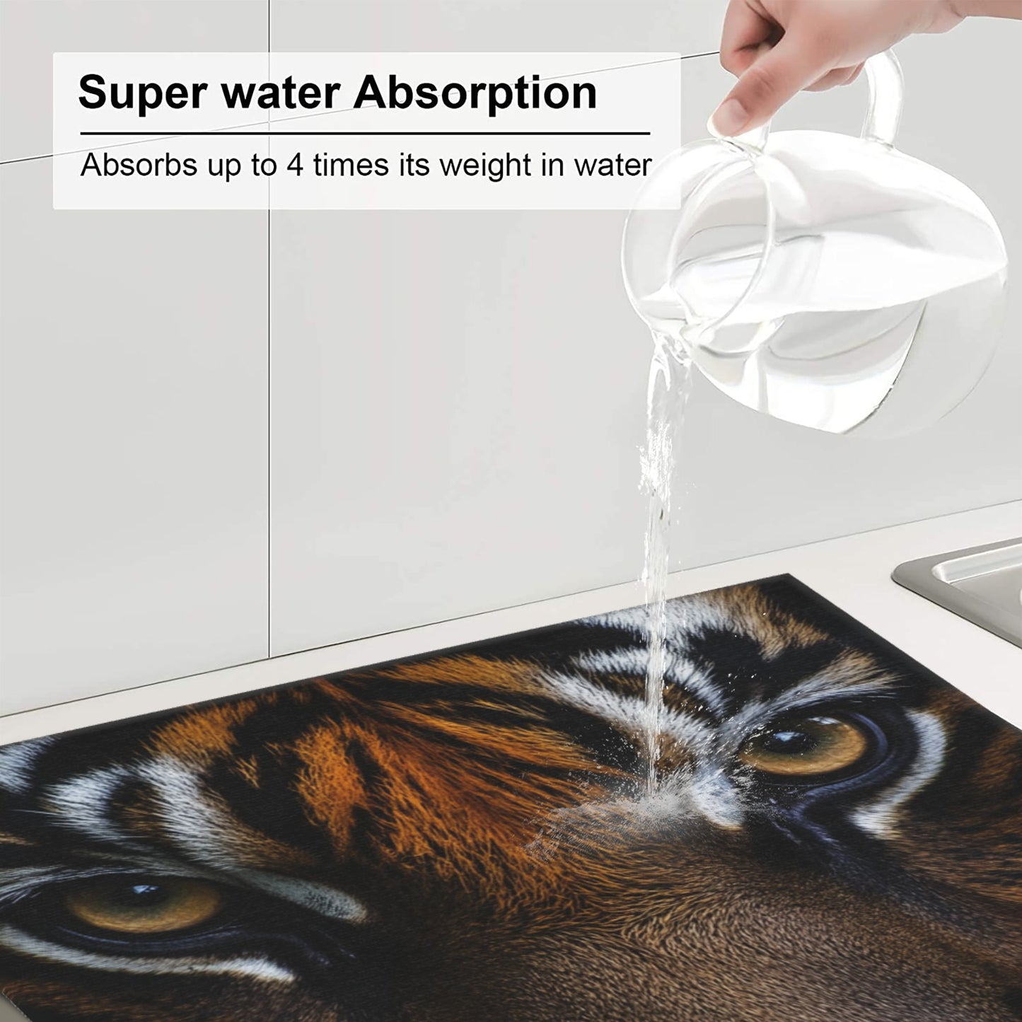 Tiger Eyes Close-Up Print Kitchen Towel – Wild Animal Microfiber Wall Hanging Cloth (16x24 inches)