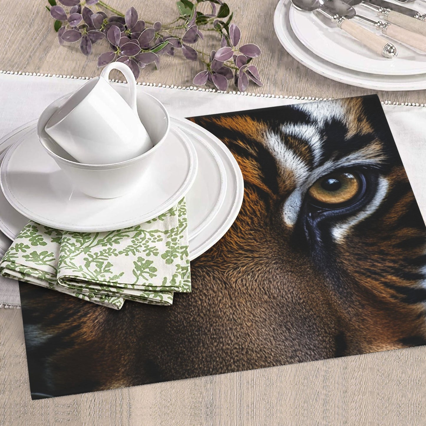 Tiger Eyes Close-Up Print Kitchen Towel – Wild Animal Microfiber Wall Hanging Cloth (16x24 inches)