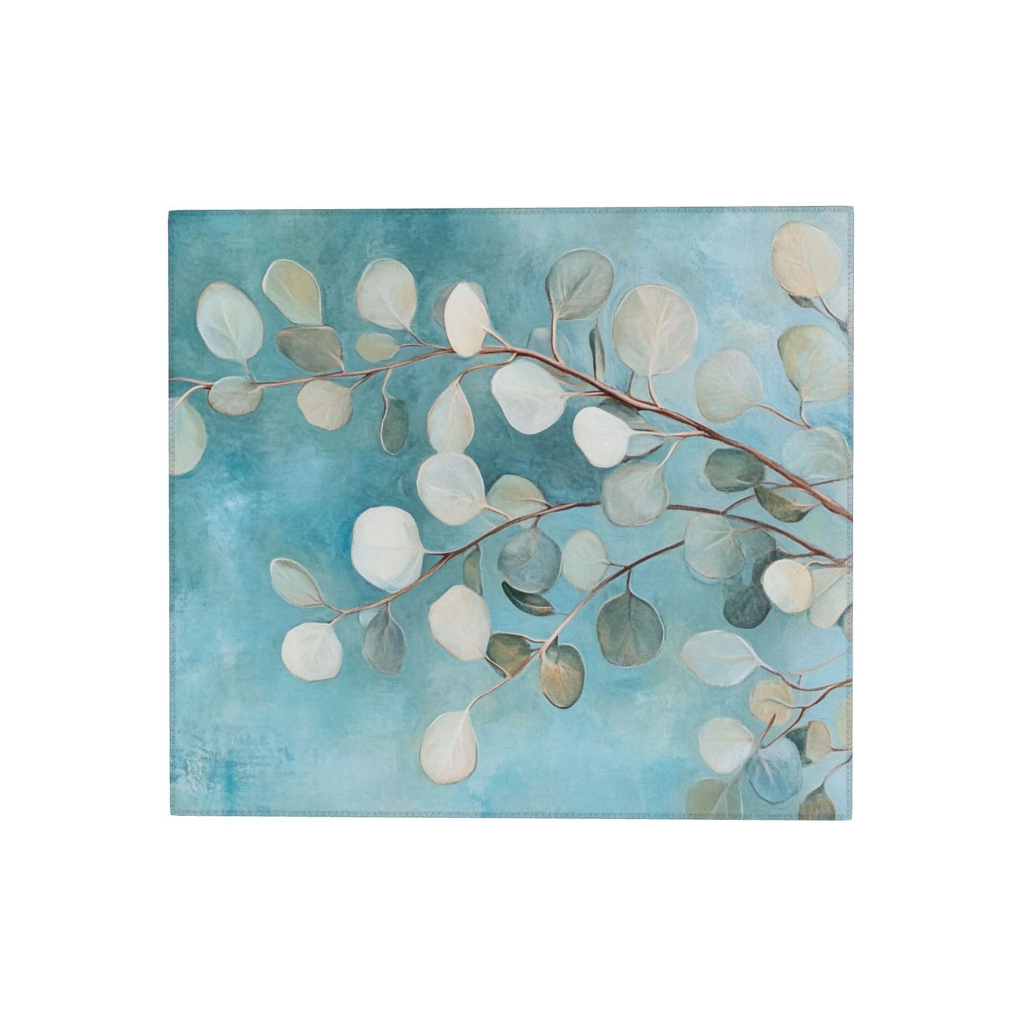 Watercolor Eucalyptus Leaf Kitchen Towel – Minimalist Botanical Hanging Cloth (16x24 inches)