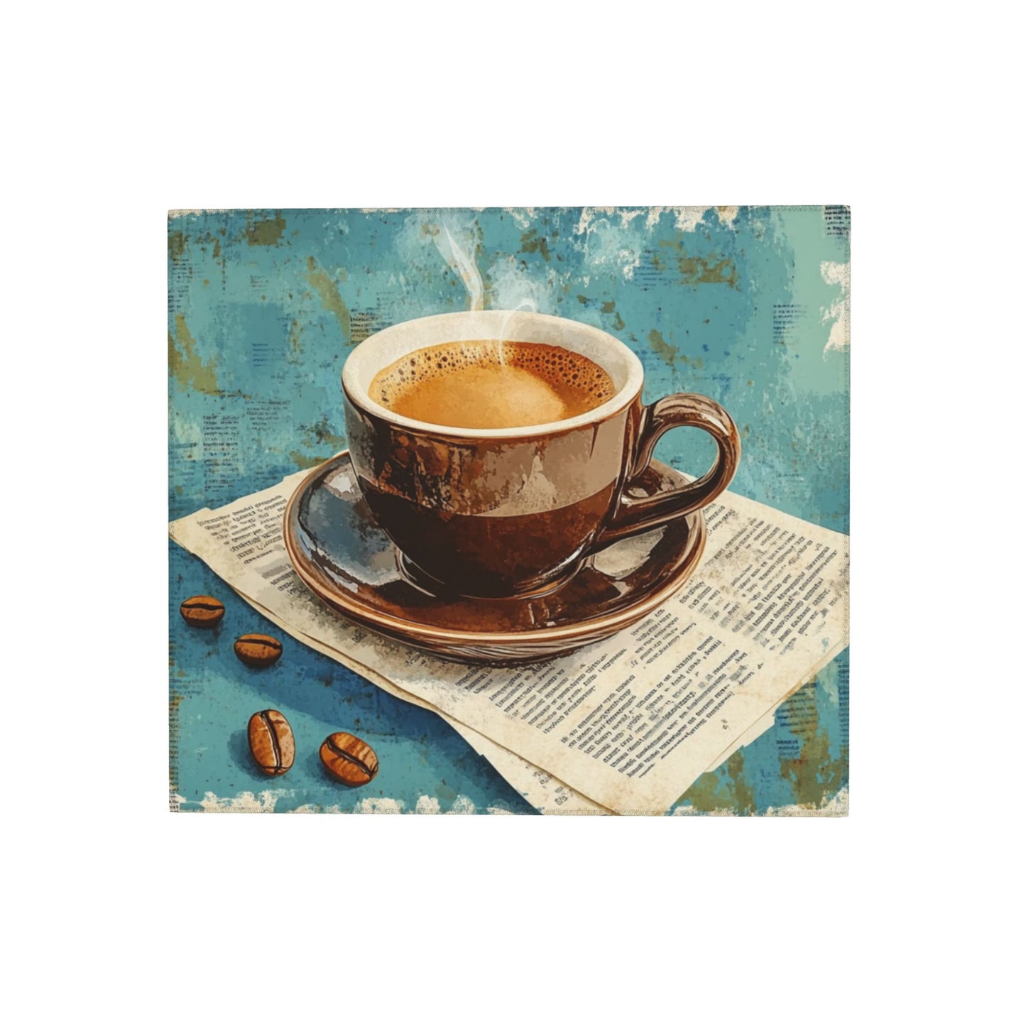Vintage Coffee Cup Kitchen Towel – Retro Café Style Hanging Cloth (16x24 inches)