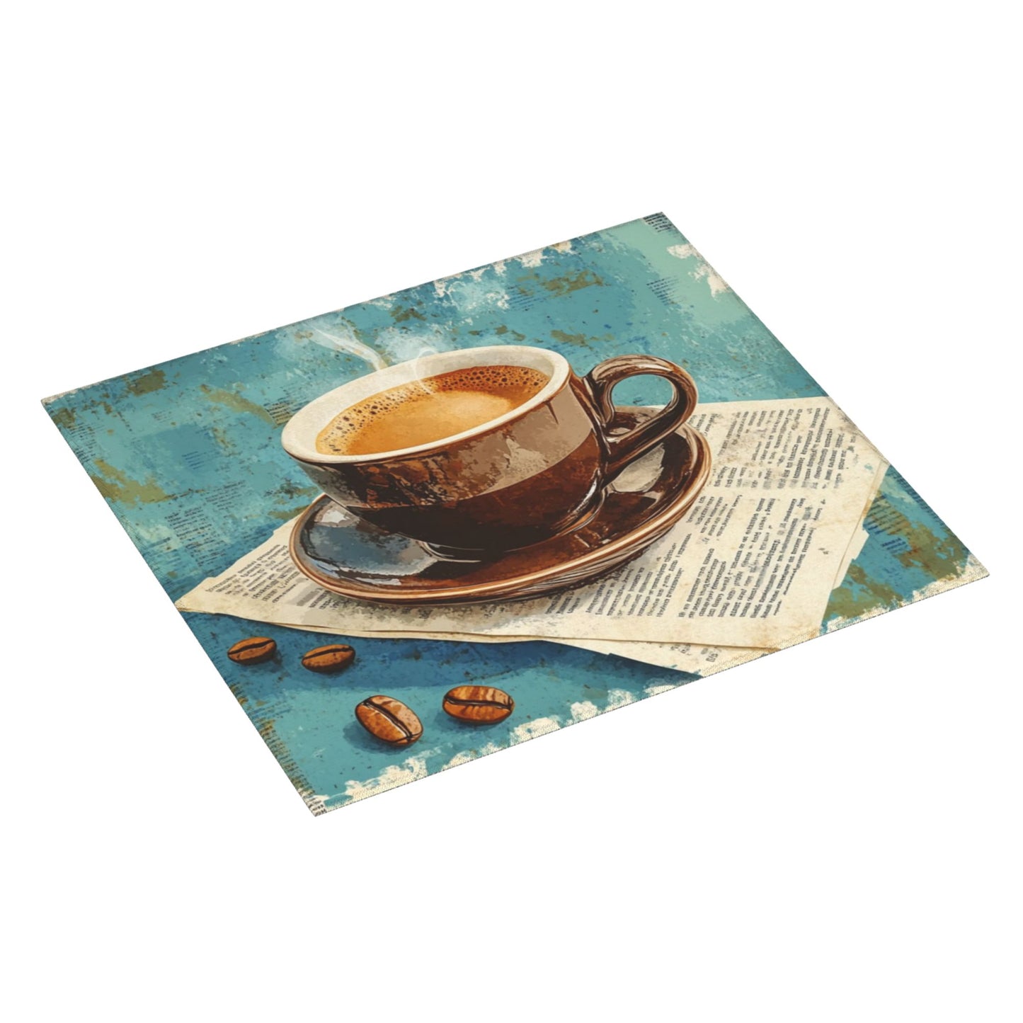 Vintage Coffee Cup Kitchen Towel – Retro Café Style Hanging Cloth (16x24 inches)