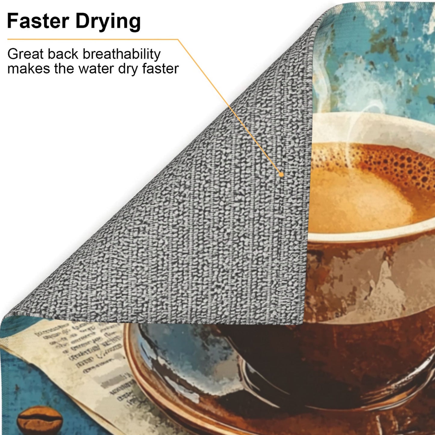 Vintage Coffee Cup Kitchen Towel – Retro Café Style Hanging Cloth (16x24 inches)