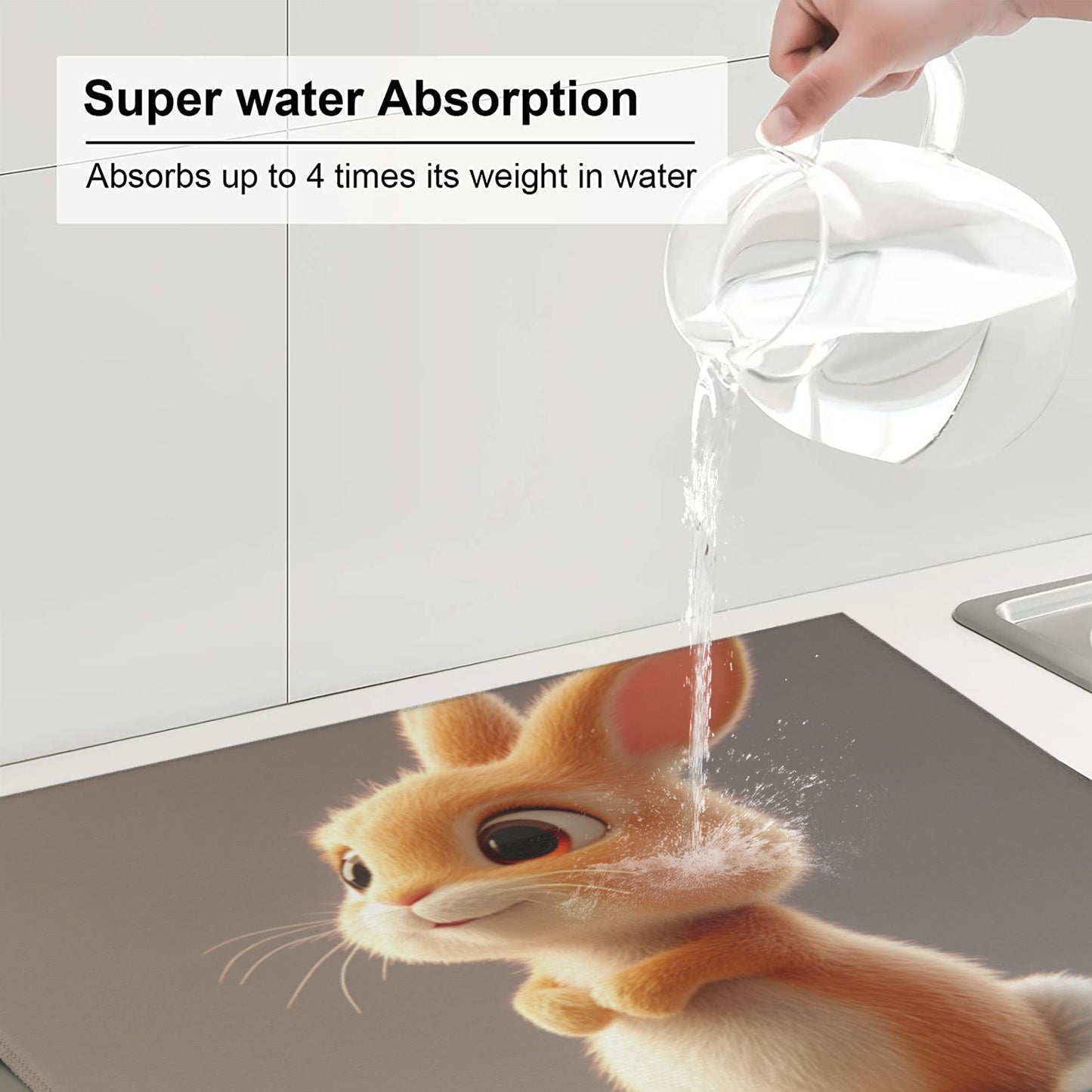 Cute Cartoon Bunny Kitchen Towel – Soft Microfiber Hanging Cloth for Kids' Décor or Drying (16x24 inches)