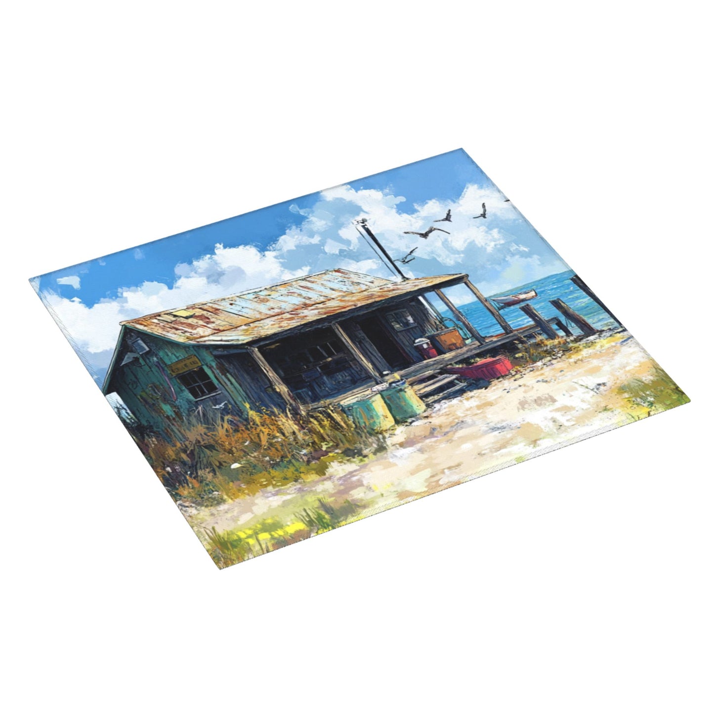 Vintage Seaside Cabin Kitchen Towel – Rustic Coastal Microfiber Wall Hanging Cloth (16x24 inches)
