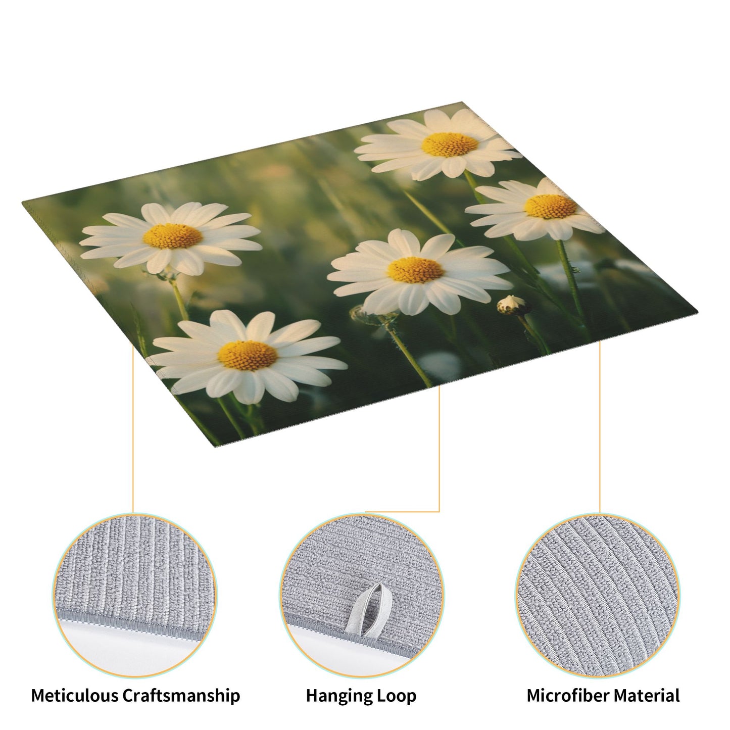 Daisy Field Kitchen Towel – Nature-Inspired Floral Hanging Cloth for Drying or Décor (16x24 inches)
