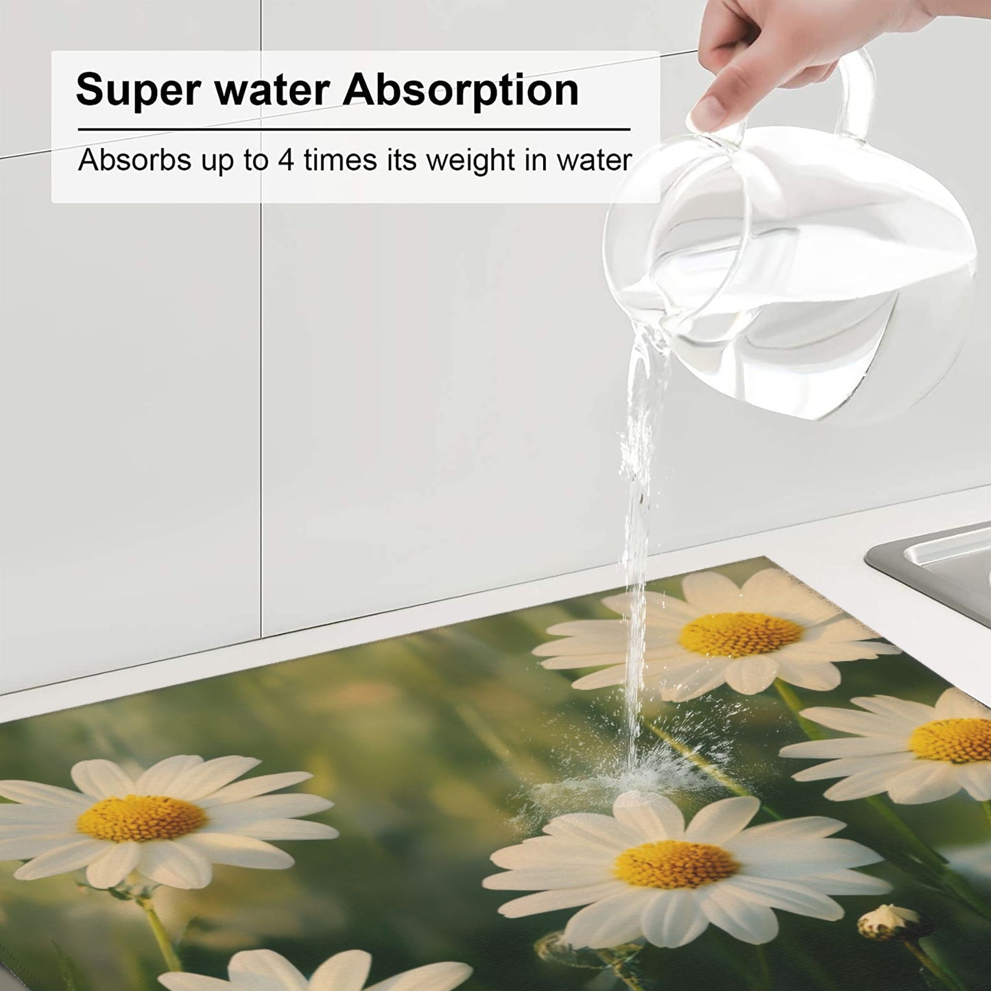 Daisy Field Kitchen Towel – Nature-Inspired Floral Hanging Cloth for Drying or Décor (16x24 inches)