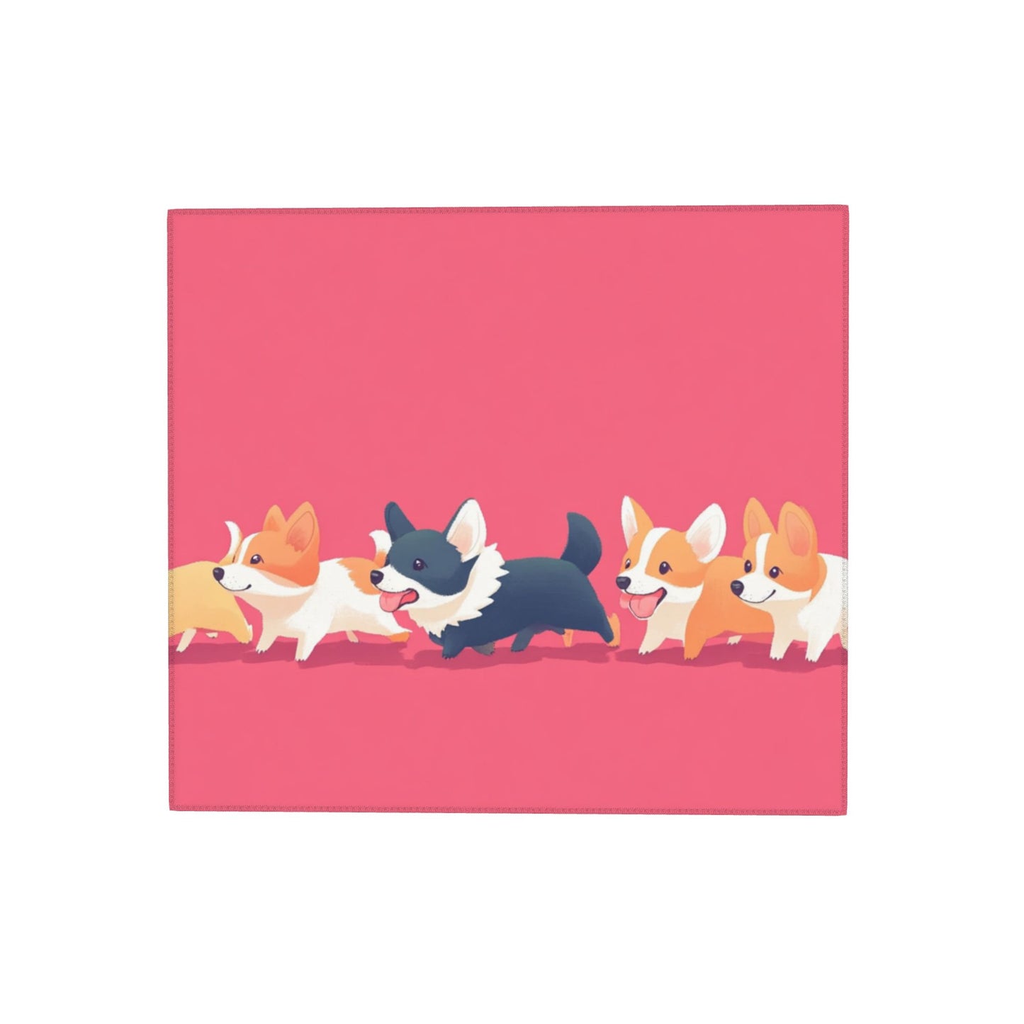 Cartoon Corgi Parade Kitchen Towel – Cute Microfiber Towel with Hanging Loop (16x24 inches)