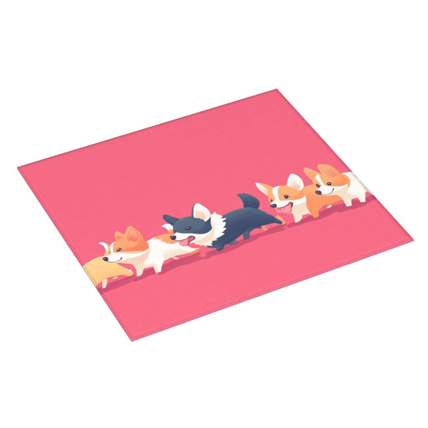 Cartoon Corgi Parade Kitchen Towel – Cute Microfiber Towel with Hanging Loop (16x24 inches)