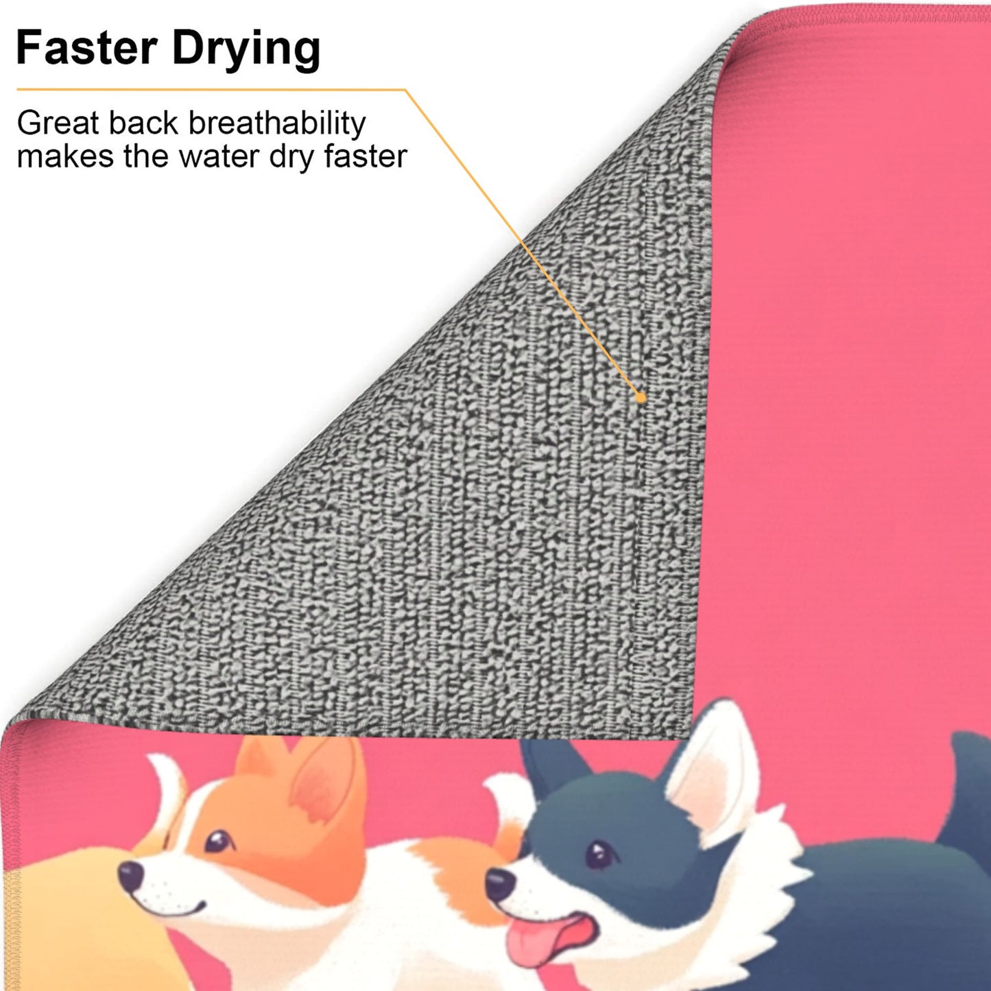 Cartoon Corgi Parade Kitchen Towel – Cute Microfiber Towel with Hanging Loop (16x24 inches)