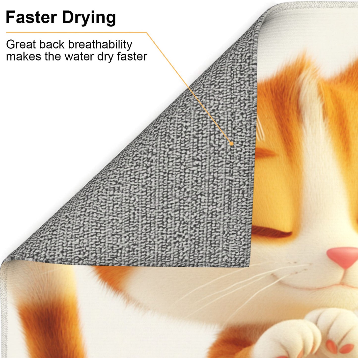 Cute Orange Cat Drinking Coffee Towel – Soft Microfiber Kitchen Cloth / Wall Hanging with Hanging Loop (16x24 in)
