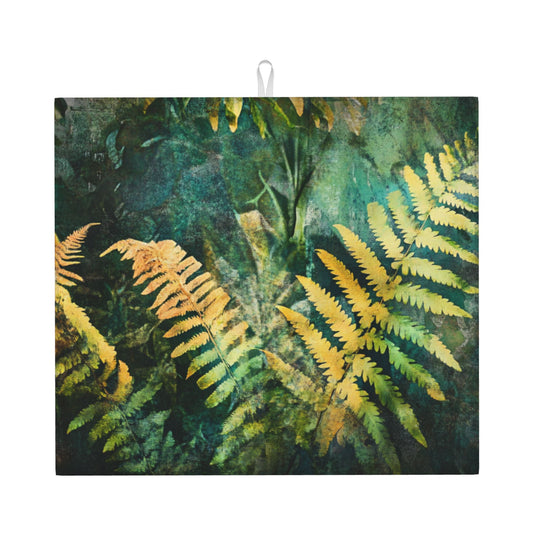 Forest Fern Print Kitchen Towel – Multi-Use Decorative Wall Cloth with Hanging Loop – Quick-Dry Microfiber (16x24 inches)