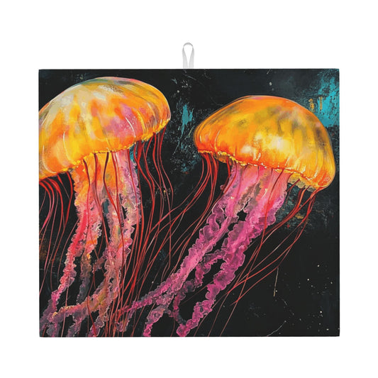 Jellyfish Print Kitchen Towel – Multi-Use Microfiber Hanging Cloth – Bold Marine Wall Art & Quick-Dry Towel (16x24 inches)