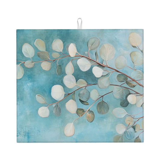 Watercolor Eucalyptus Leaf Kitchen Towel – Minimalist Botanical Hanging Cloth (16x24 inches)