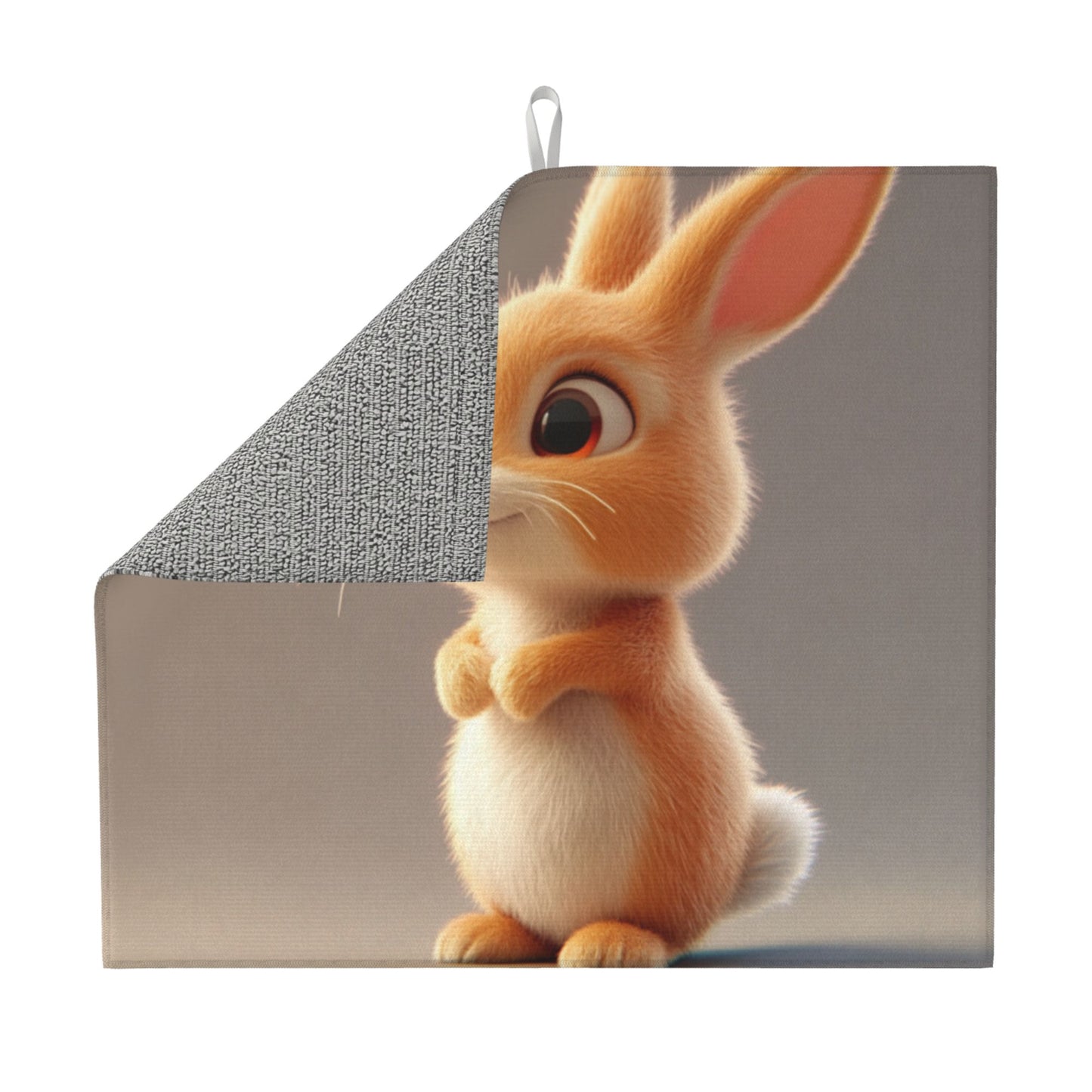 Cute Cartoon Bunny Kitchen Towel – Soft Microfiber Hanging Cloth for Kids' Décor or Drying (16x24 inches)