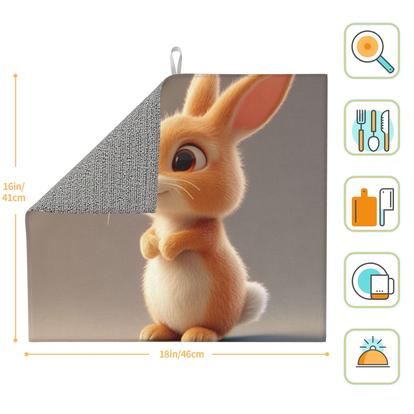 Cute Cartoon Bunny Kitchen Towel – Soft Microfiber Hanging Cloth for Kids' Décor or Drying (16x24 inches)