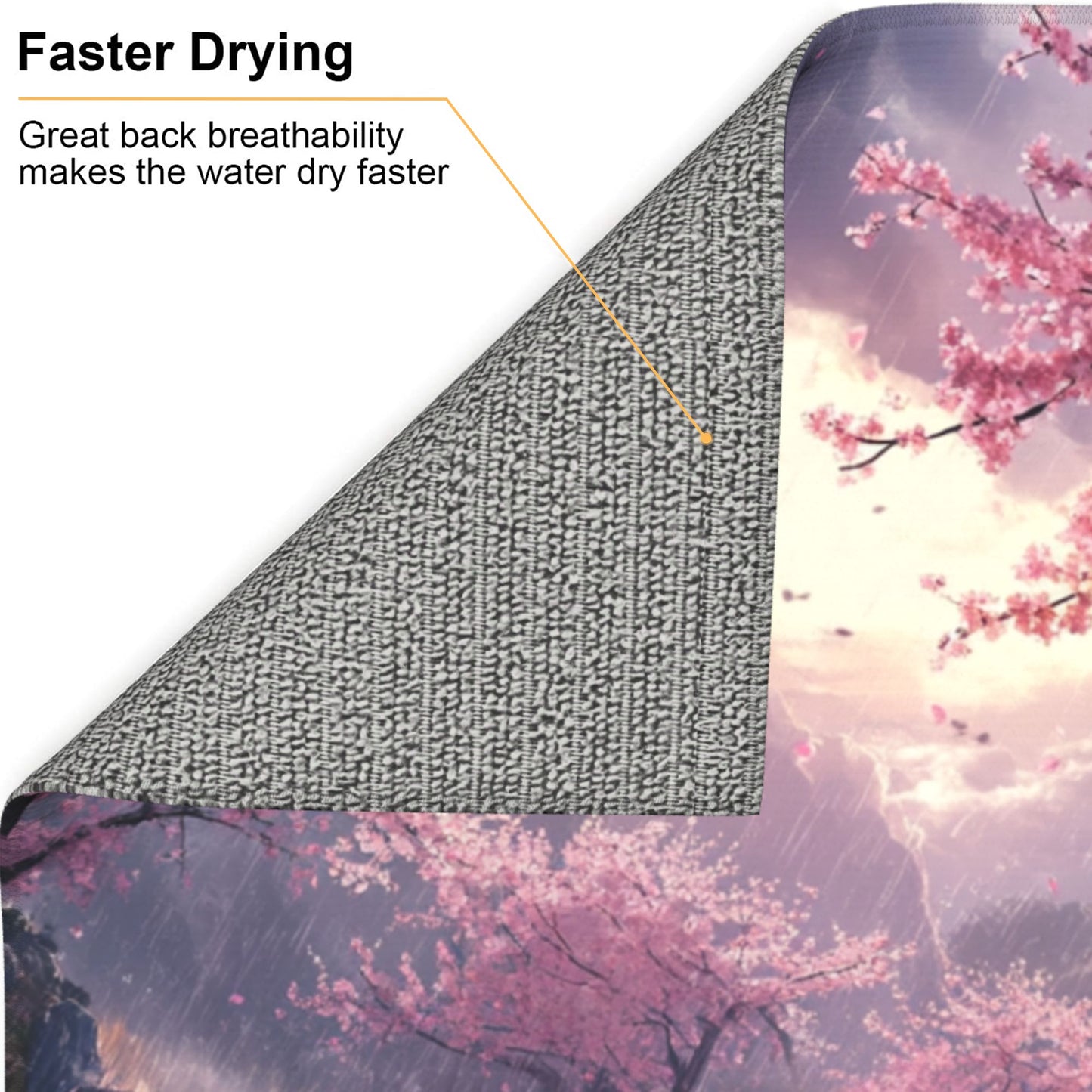 Cherry Blossom Rain Valley Microfiber Towel – Artistic Kitchen Cloth or Wall Hanging (16x24 inches)